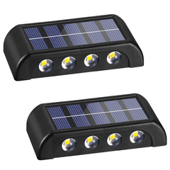 2 pièces Applique Murale à Énergie Solaire 8 LED Imperméable 2700K