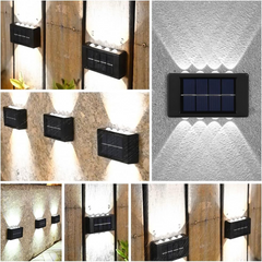 2 pièces Applique Murale à Énergie Solaire 8 LED Imperméable 2700K