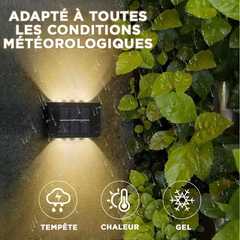 2 pièces Applique Murale à Énergie Solaire 8 LED Imperméable 2700K