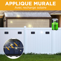 4 pièces Lampe Murale Solaire 8 LED Applique Étanche 2700K