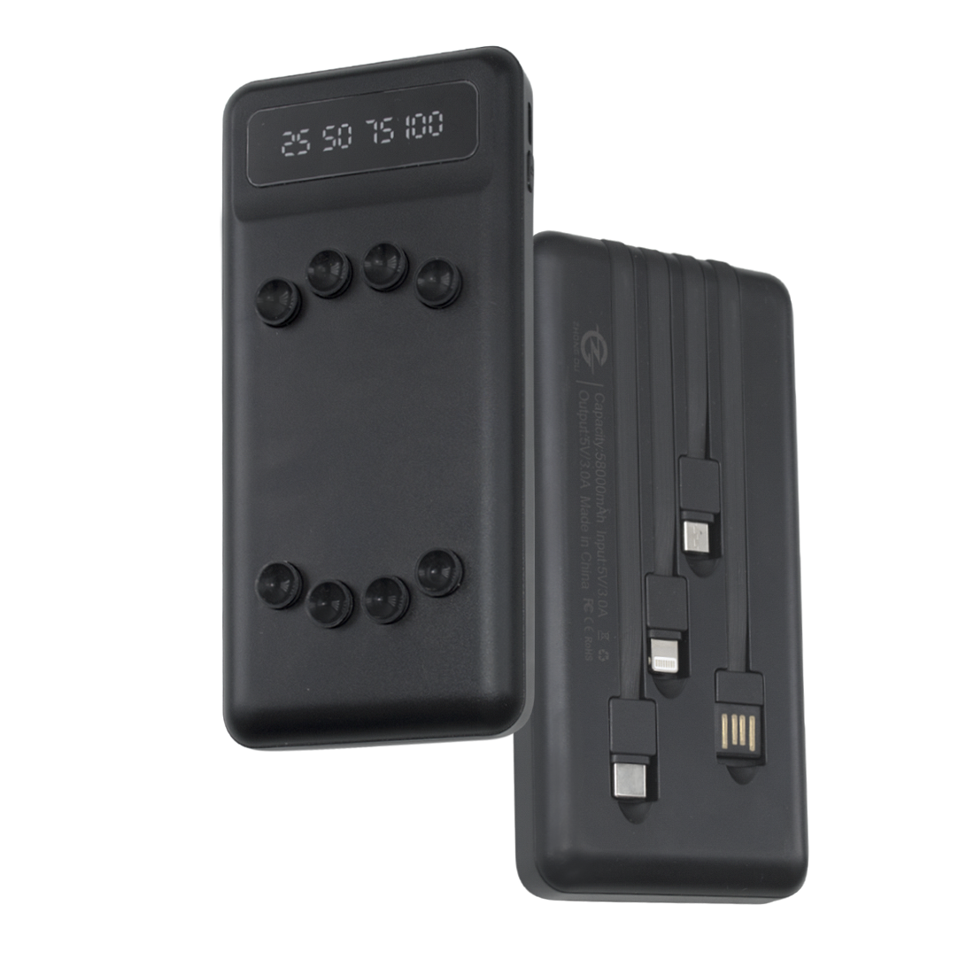 Powerbank 58000mAh Chargeur Rapide Portable avec 4 Câbles Inclus USB
