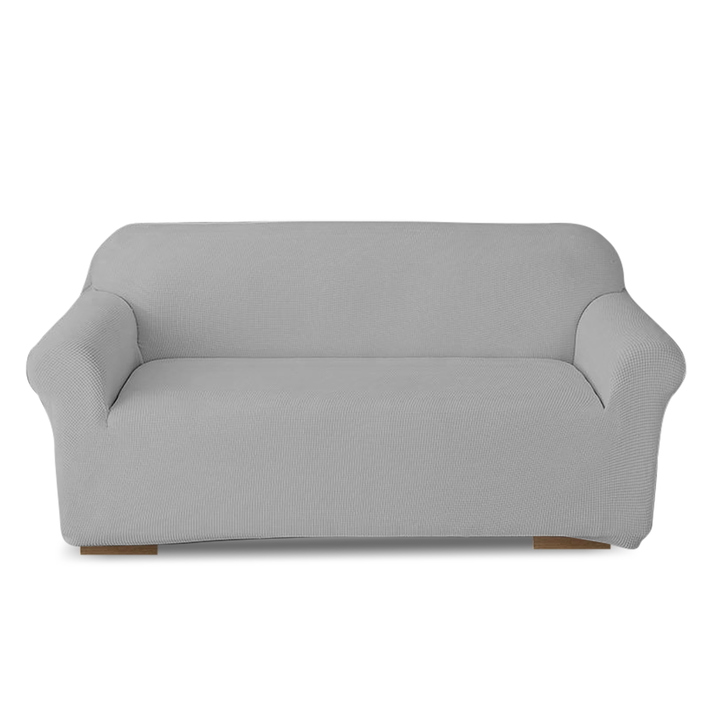 Housse de Canapé 2 Places avec Élastique Uni Antitache en Tissu Piquet
