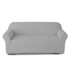 Housse de Canapé 2 Places avec Élastique Uni Antitache en Tissu Piquet