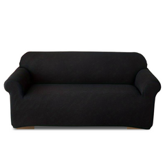 Housse de Canapé 2 Places avec Élastique Uni Antitache en Tissu Piquet