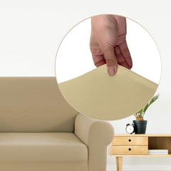 Housse de canapé 3 places avec élastique, uni, anti-tache en tissu piqué