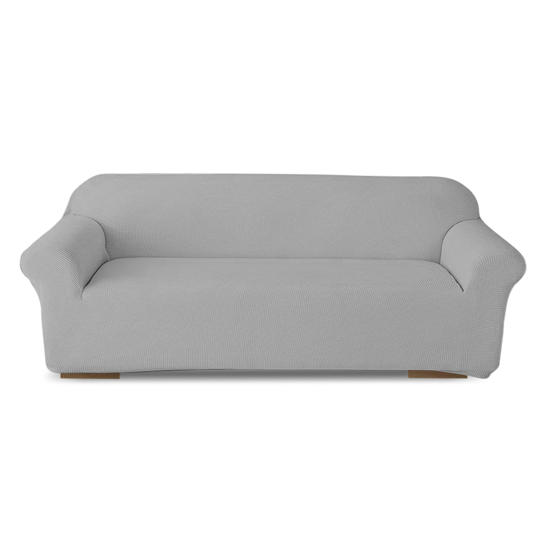 Housse de canapé 4 places avec élastique, unie, anti-taches, en tissu piqué