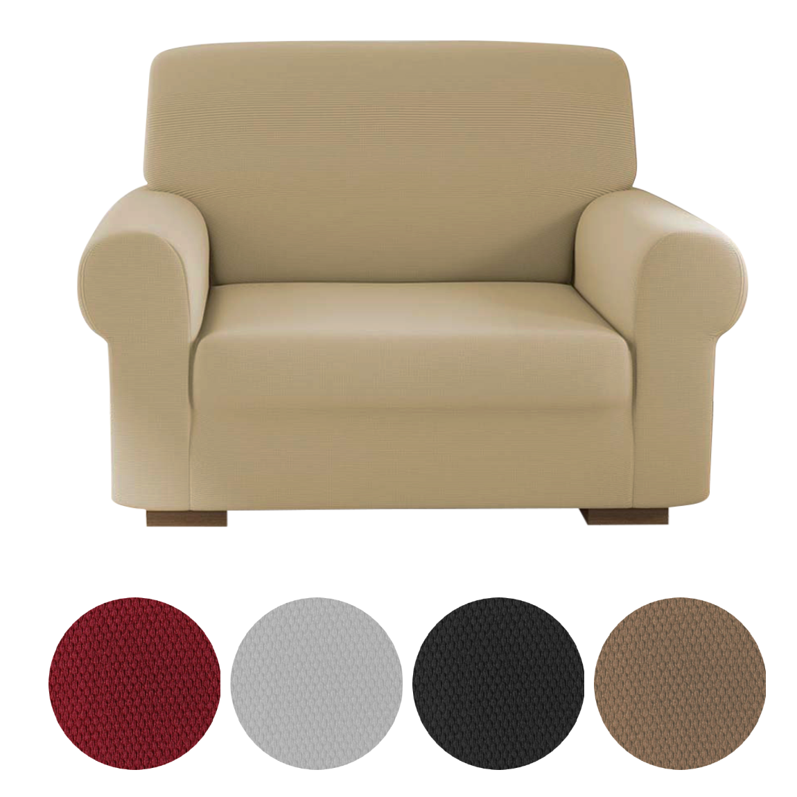 Housse de fauteuil 1 place avec élastique, unie, antimacchia, tissu piqué