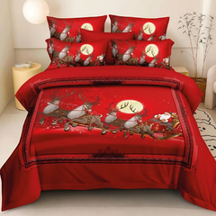 Couette Matrimoniale en Velours avec Imprimé de Rennes de Noël Couette Hivernale
