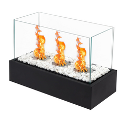 Cheminée Électrique Bioéthanol 1100W Décorative Flamme Réelle 45x20,5x28cm