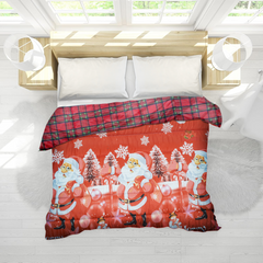 Trapunta de Noël Matrimoniale Double Face Tartan et Impression avec Père Noël