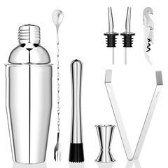Set de Cocktail 8 Pièces Shaker en Acier 750ml Kit de Barman Professionnel