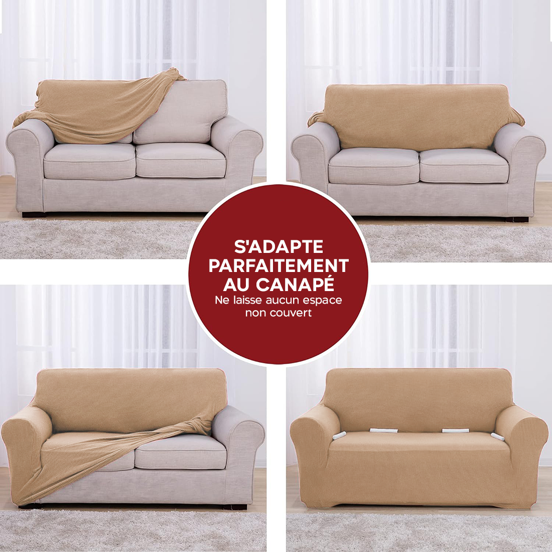 Housse de fauteuil 1 place avec élastique, unie, antimacchia, tissu piqué