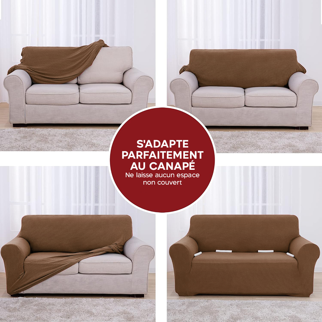 Housse de fauteuil 1 place avec élastique, unie, antimacchia, tissu piqué