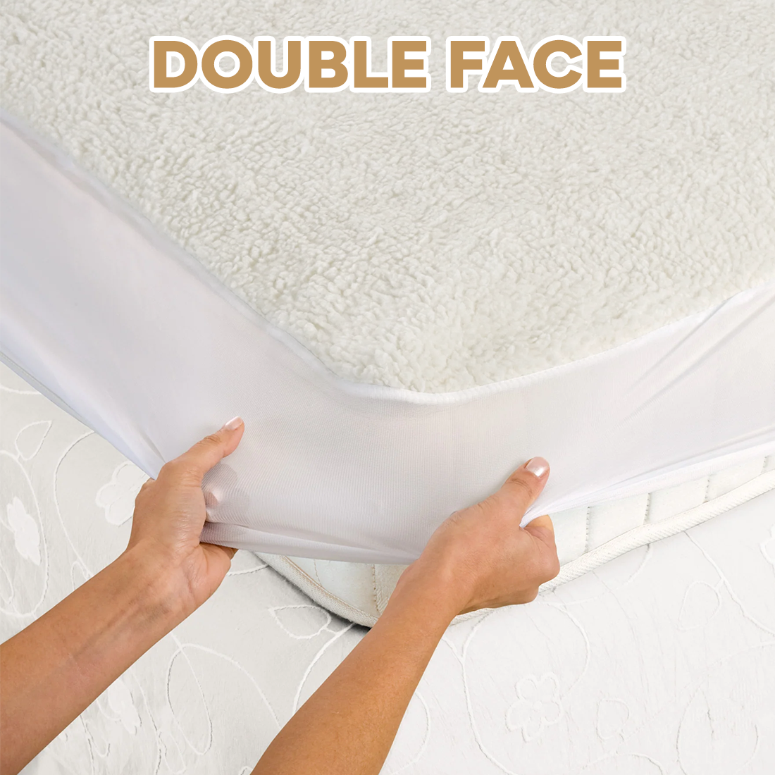 Topper pour Matelas Double LOLA Protège-matelas Effet Laine 180x200cm