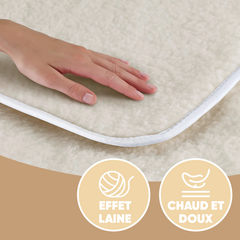 Topper pour Matelas Double LOLA Protège-matelas Effet Laine 180x200cm