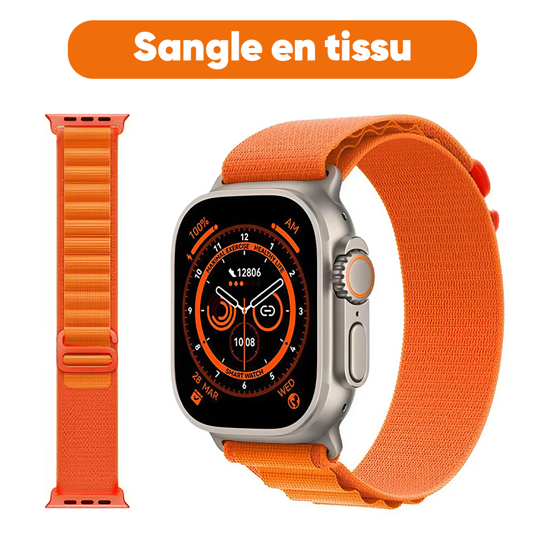 Smartwatch Ultra 49mm, 7 cinturini, notifiche, chiamate e app per iOS e Android