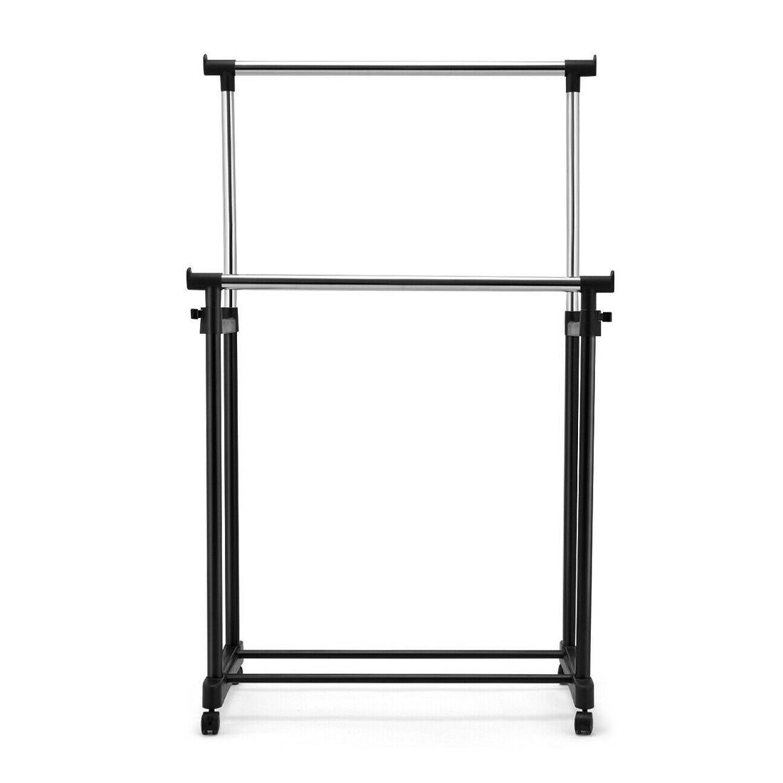 Portant double réglable avec roulettes et support pour chaussures