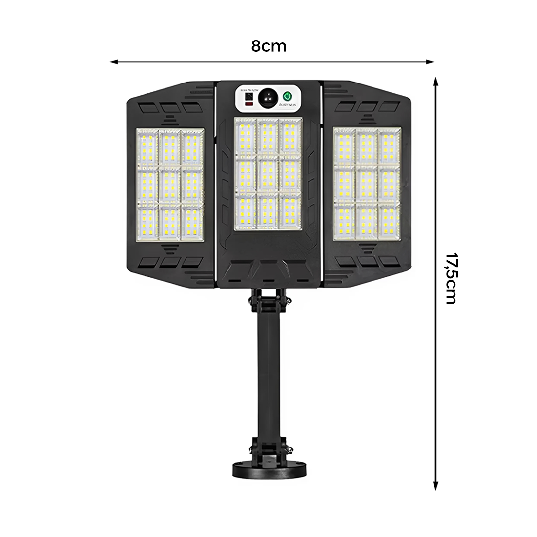 Mini lampe solaire 3 panneaux intégrés 216 LED lumière blanche avec télécommande