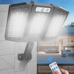 Mini lampe solaire 3 panneaux intégrés 216 LED lumière blanche avec télécommande