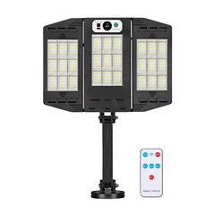 Mini lampe solaire 3 panneaux intégrés 216 LED lumière blanche avec télécommande