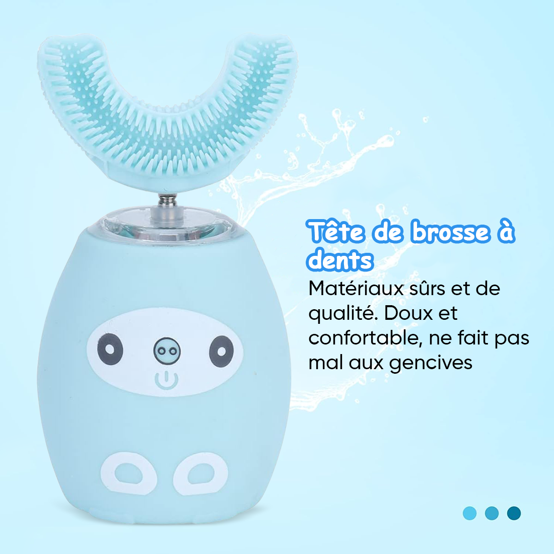 Brosse à dents électrique pour enfants en silicone doux, nettoyage à 360°