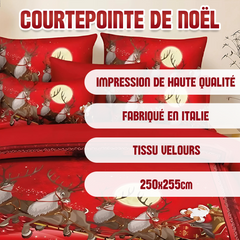 Couette Matrimoniale en Velours avec Imprimé de Rennes de Noël Couette Hivernale