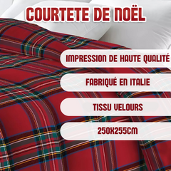 Couette Double en Tissu Velours TARTAN Duvet Hiver de Noël
