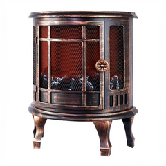 Cheminée Décorative à Piles Effet Flammes Compacte en Bronze