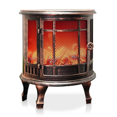 Cheminée Décorative à Piles Effet Flammes Compacte en Bronze