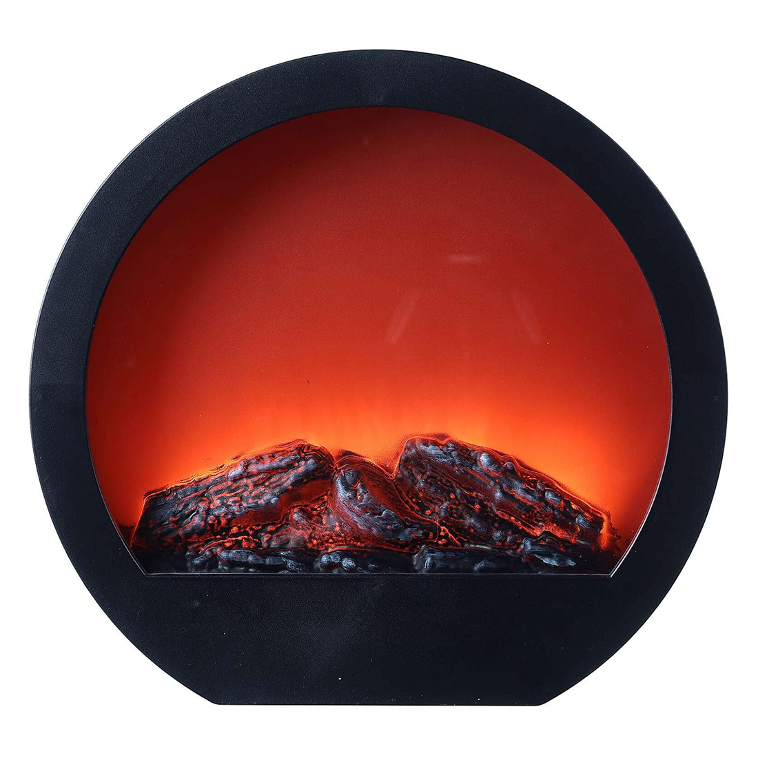 Cheminée Décorative Ronde Moderne avec LED Effet Flamme à Piles