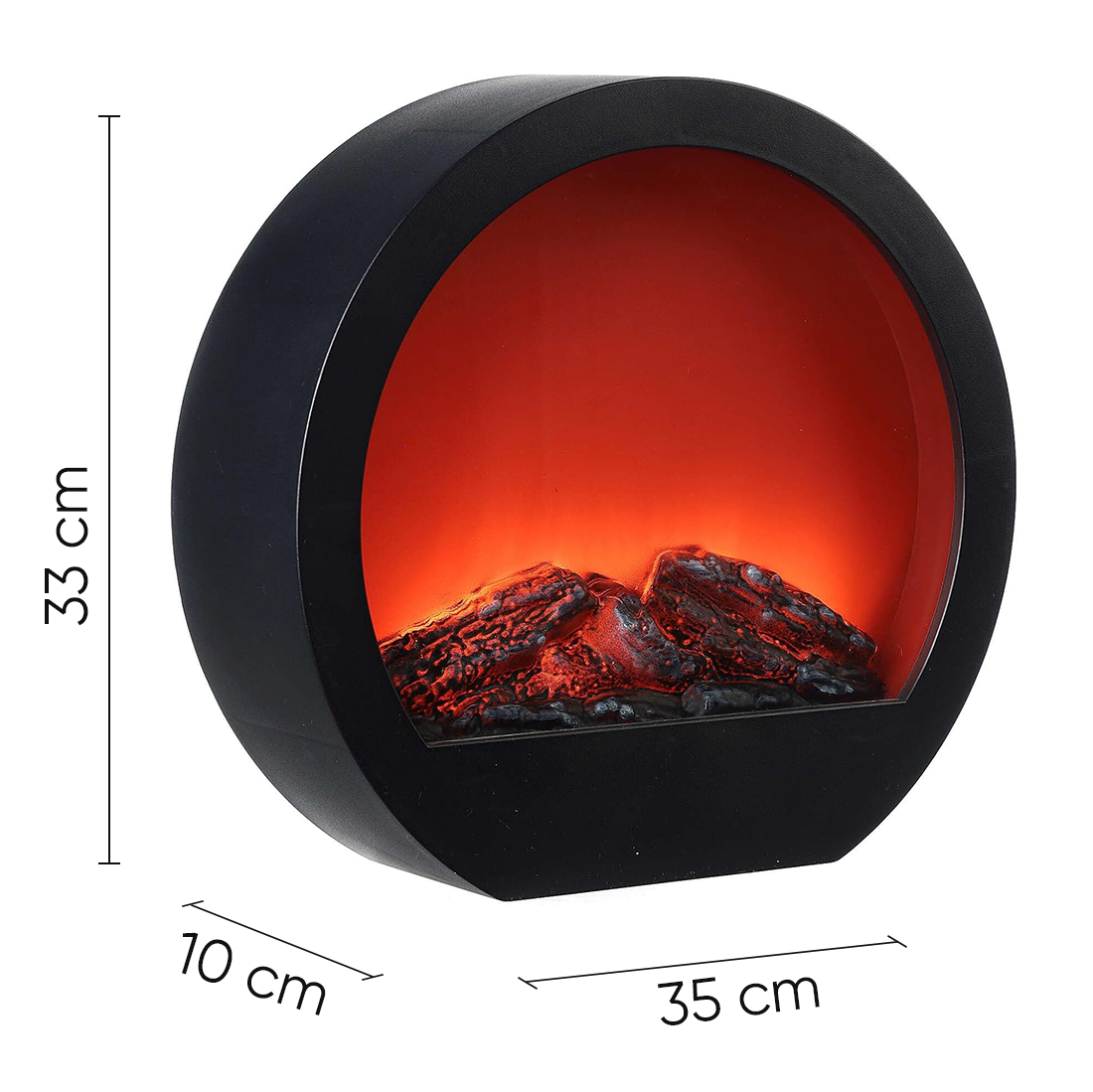 Cheminée Décorative Ronde Moderne avec LED Effet Flamme à Piles