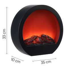 Cheminée Décorative Ronde Moderne avec LED Effet Flamme à Piles