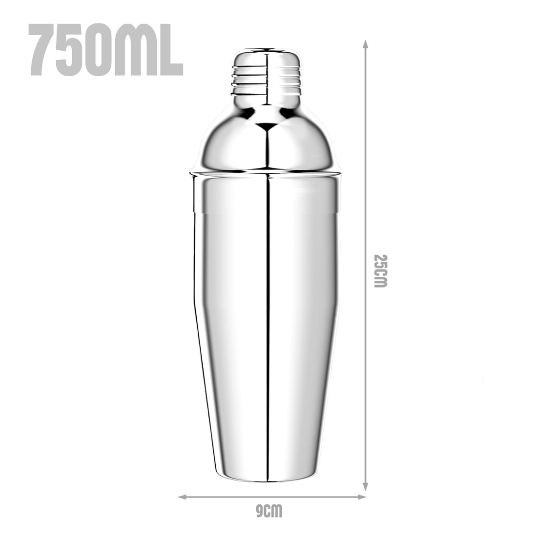 Set de Cocktail 8 Pièces Shaker en Acier 750ml Kit de Barman Professionnel