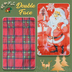 Trapunta de Noël Matrimoniale Double Face Tartan et Impression avec Père Noël