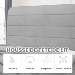 Couette Matrimoniale Velours Duvet Double Face Uni avec Housse de Tête