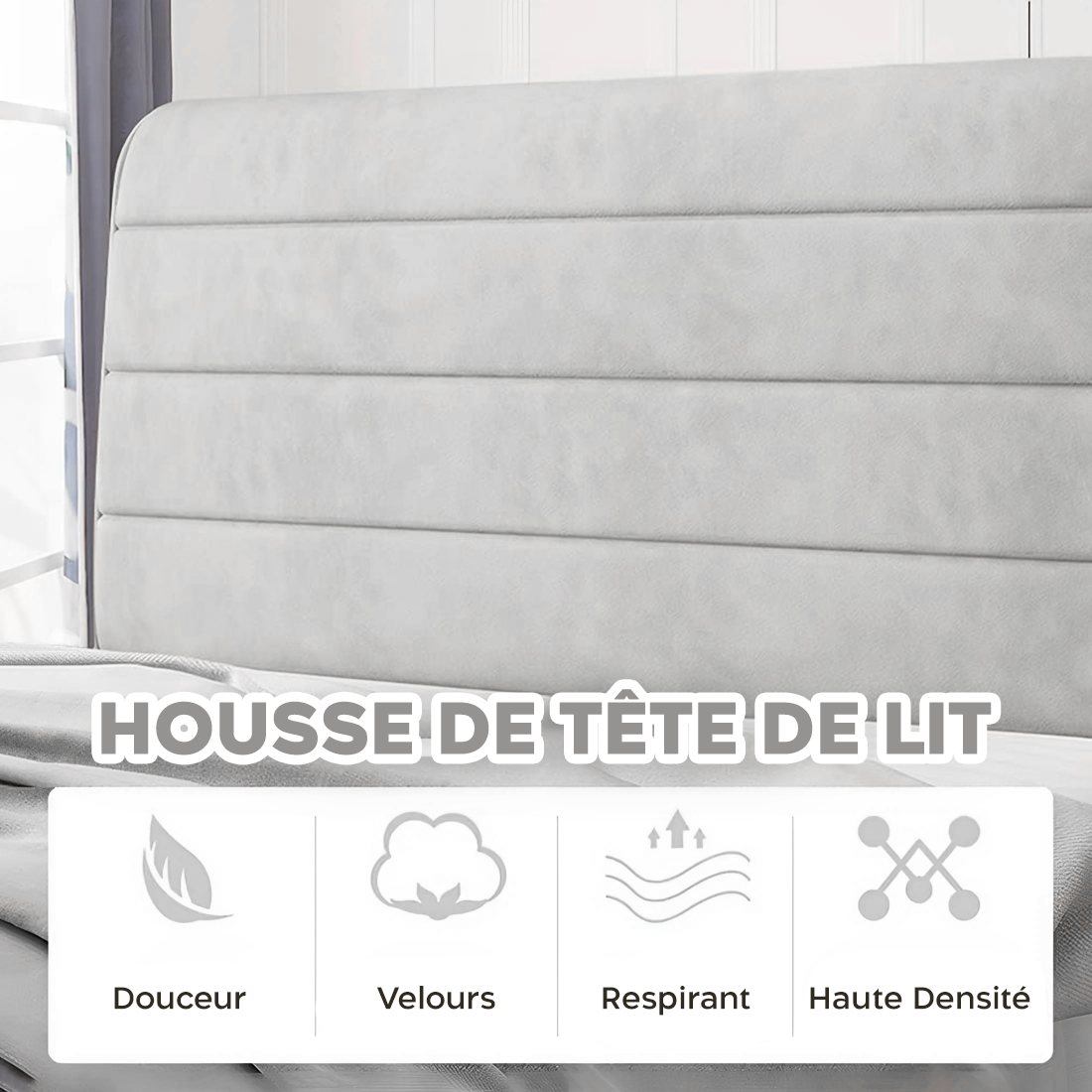 Couette Matrimoniale Velours Duvet Double Face Uni avec Housse de Tête