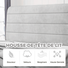 Couette Matrimoniale Velours Duvet Double Face Uni avec Housse de Tête
