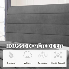 Couette Matrimoniale Velours Duvet Double Face Uni avec Housse de Tête