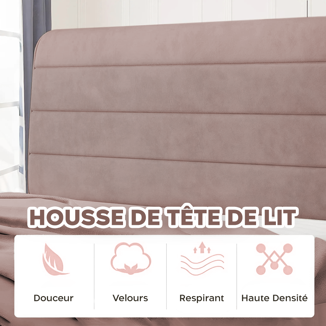 Couette Matrimoniale Velours Duvet Double Face Uni avec Housse de Tête