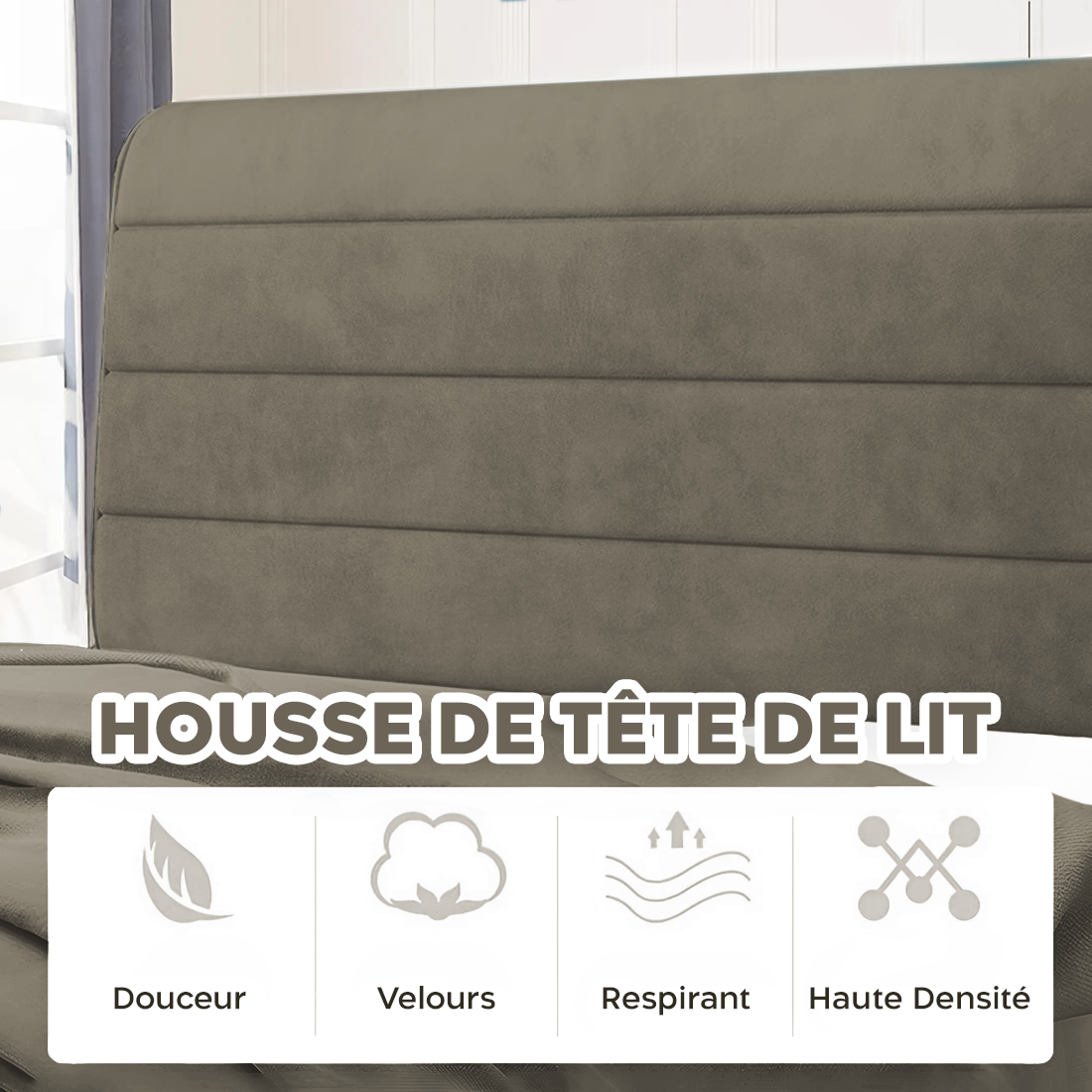 Couette Matrimoniale Velours Duvet Double Face Uni avec Housse de Tête