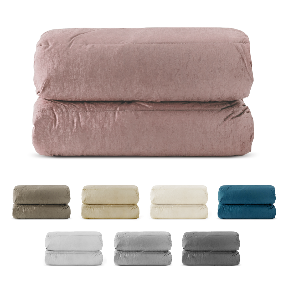 Couette Matrimoniale Velours Duvet Double Face Uni avec Housse de Tête