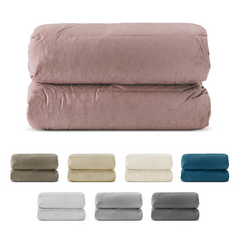 Couette Matrimoniale Velours Duvet Double Face Uni avec Housse de Tête