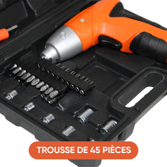 Mini Perceuse Visseuse 3.6V Batterie Rechargeable Kit 45 Accessoires et Mallette