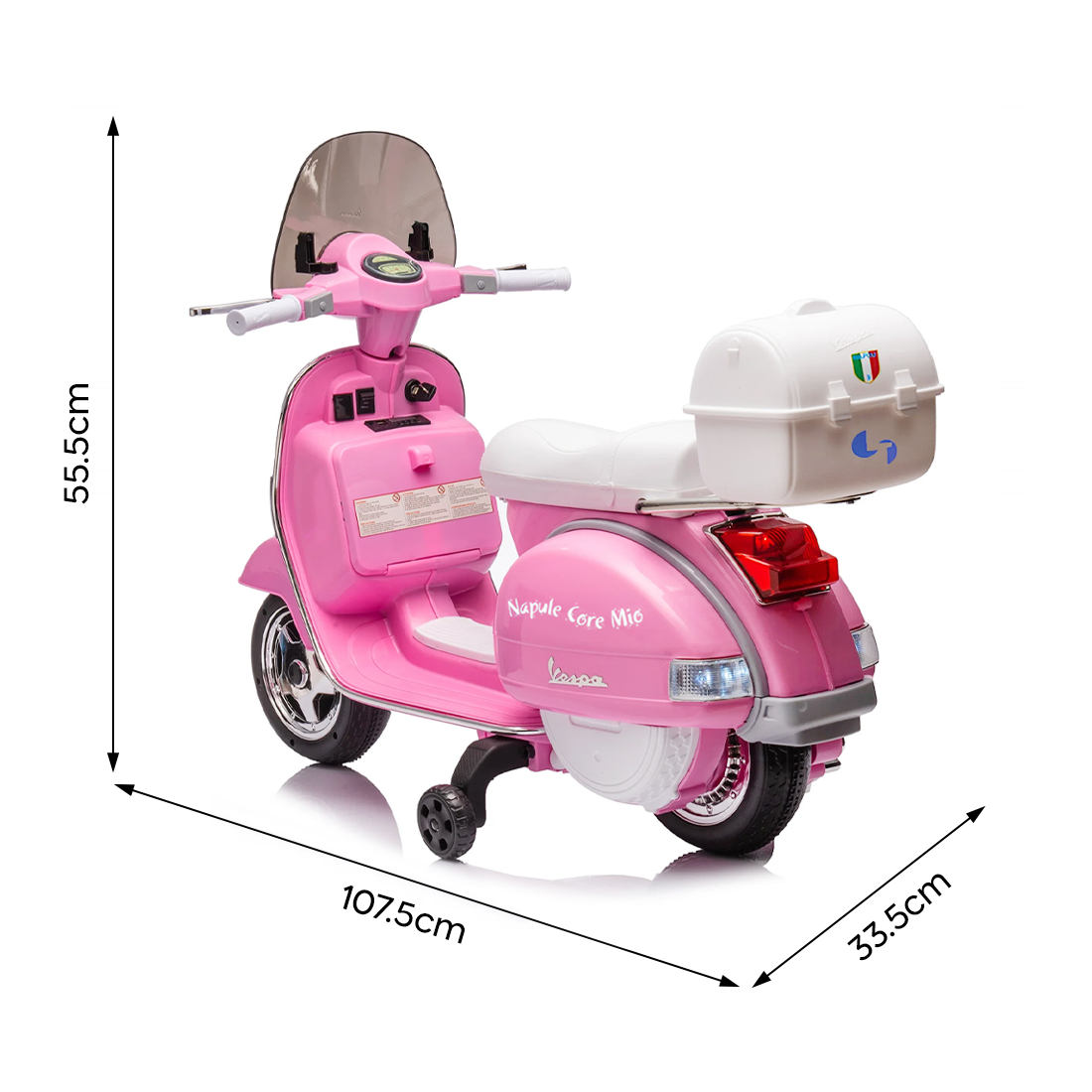 Moto Électrique Scooter pour Enfants LT960 Vespa PX150 Full Napoli avec Top Case