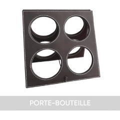 Porte-bouteilles de vin en simili cuir 4 places avec accessoires ouvre-bouteille