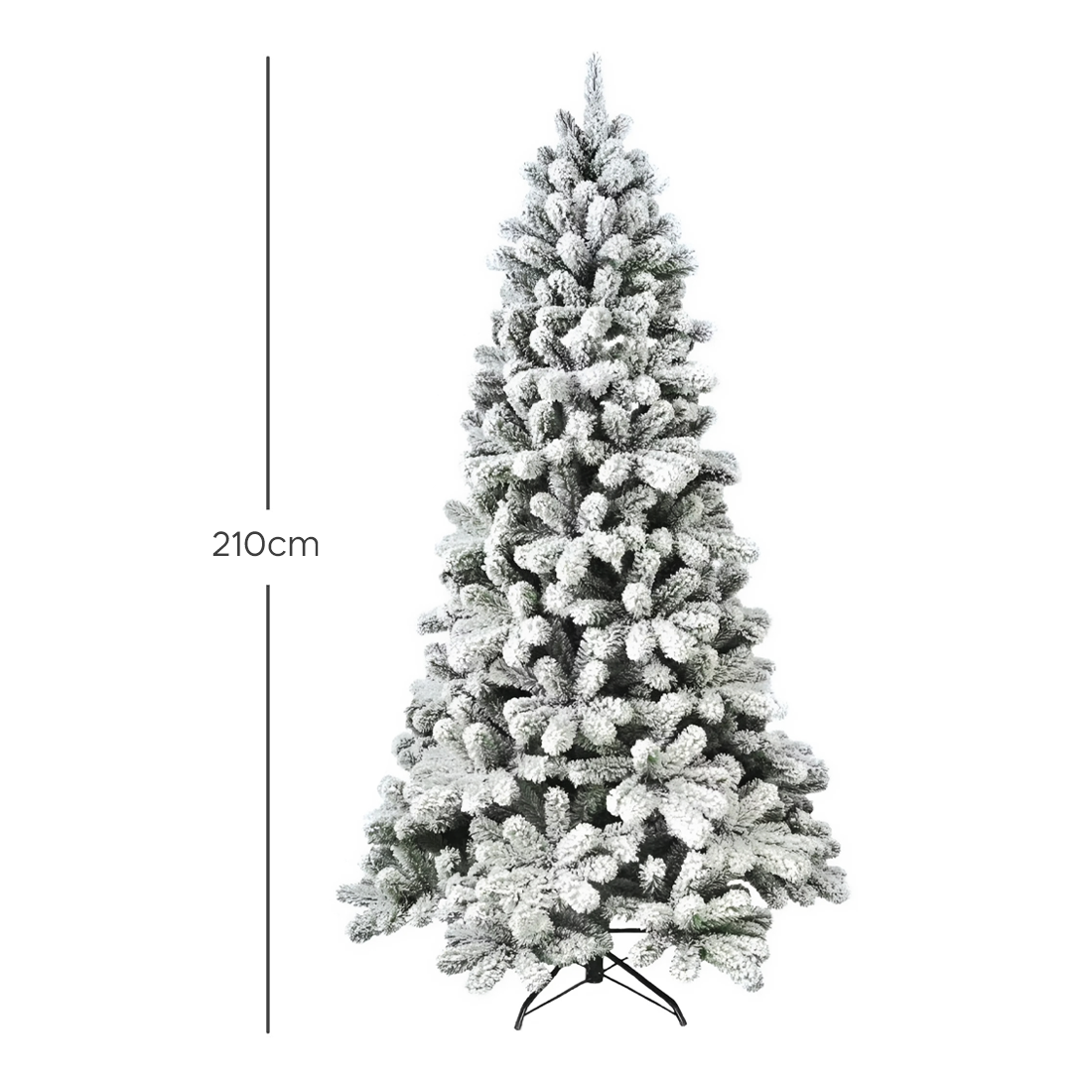 Sapin de Noël CORTINA Neigeux 210H 655 Branches Effet Neige Base en Métal