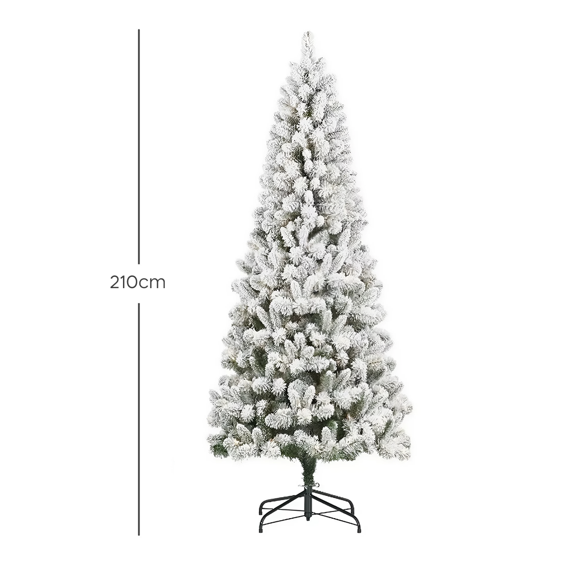 Sapin de Noël MONTEROSA enneigé 210H, 882 branches, effet neige, base en métal