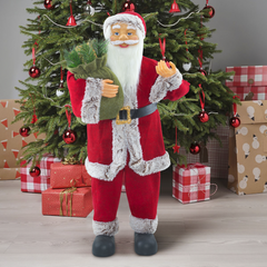 Père Noël 144410 Costume Rouge et Gris Décoration de Noël 90H cm