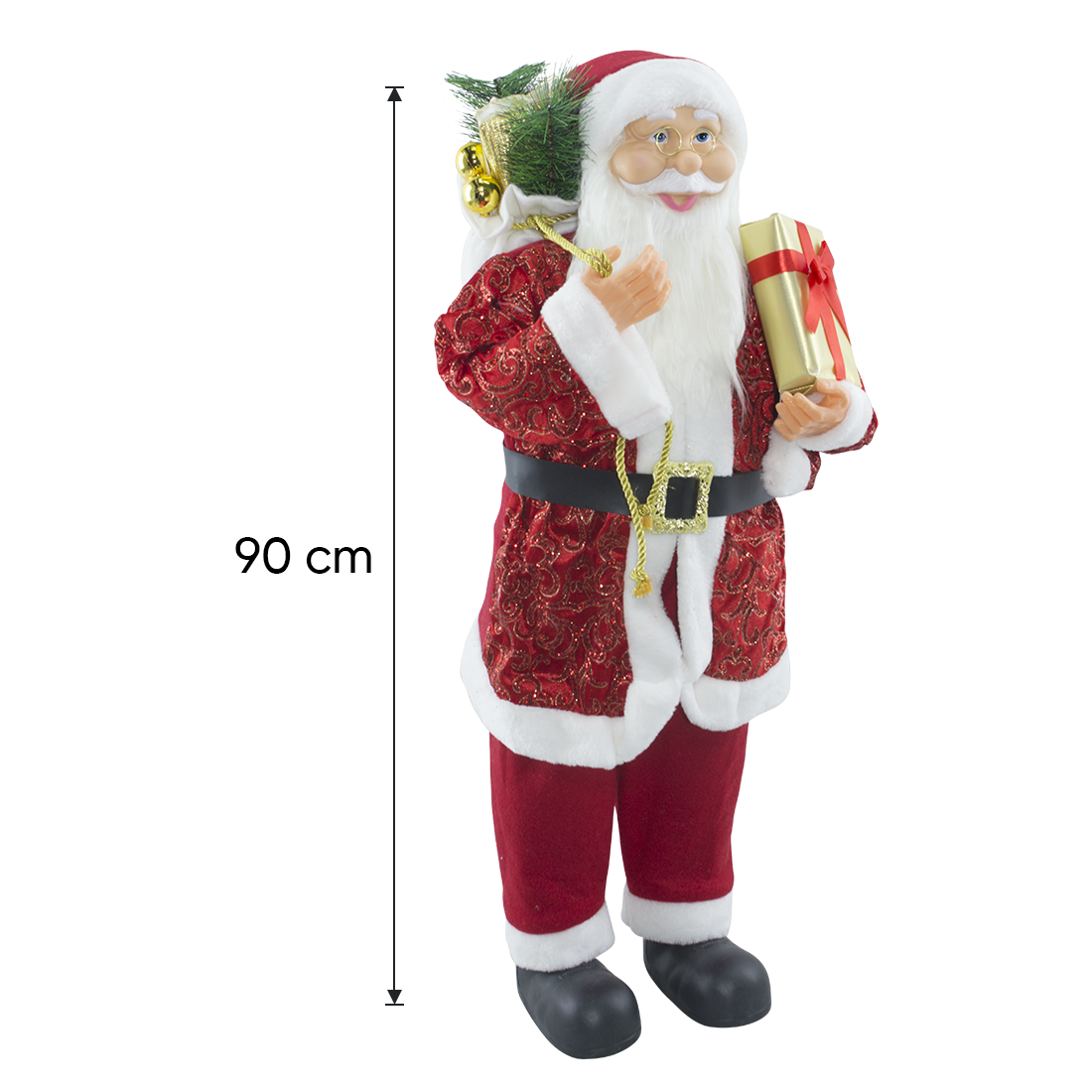 Père Noël en Habit Rouge avec Paillettes 144416 Décoration de Noël 90H cm