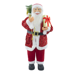 Père Noël en Habit Rouge avec Paillettes 144416 Décoration de Noël 90H cm